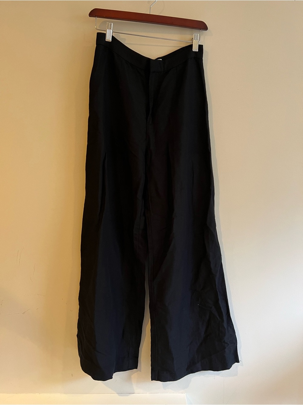 H&M Black Wide-Leg Linen Dress Pants